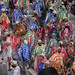 Dancers in Striped Costumes, Carnaval Champion's Parade Samba Performance, Sambadrome Marquês de Sapucaí (Sambódromo), Rio de Janeiro, Brazil